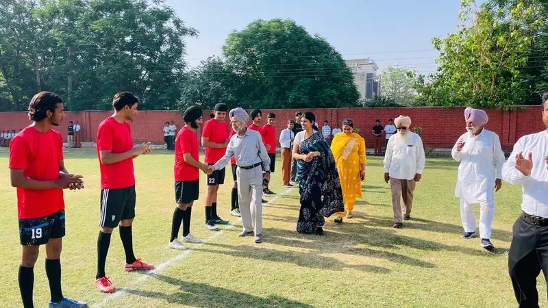 Students exercising on the sports ground